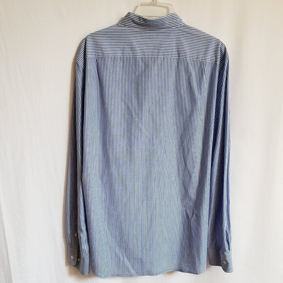Nautica - Mens Blue and White Stripe Button Down Cotton Shirt.  Size Large - Picture 2 of 7